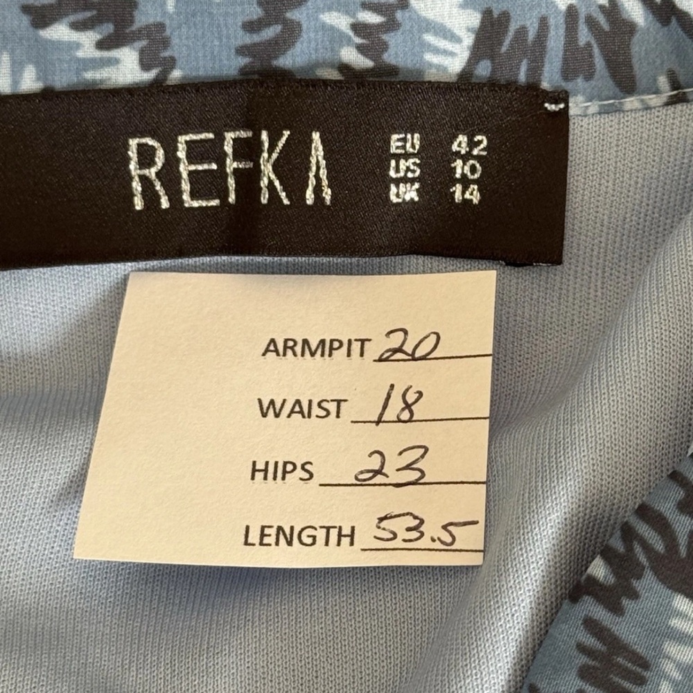 REFKA Blue Abstract Balloon Long Sleeve Maxi Dress Size 10 Modest Chic Prairie - Picture 2 of 9
